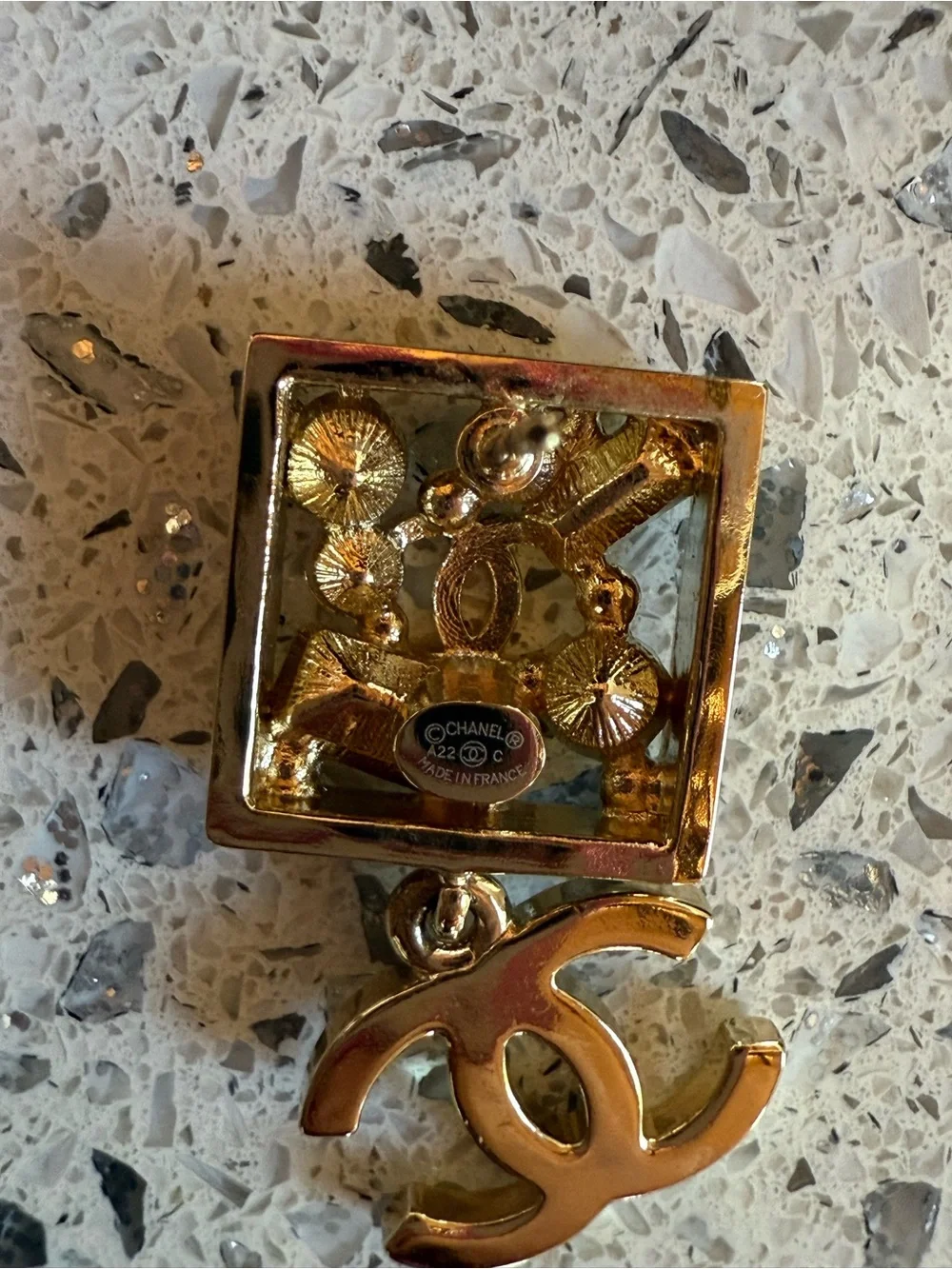 CHANEL Gold-Tone CC Drop Earrings with Pearl and Crystal Accents